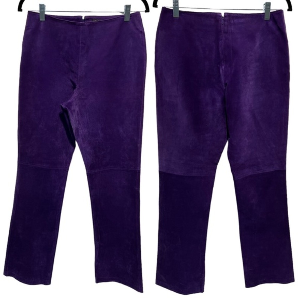 XOXO Y2K Vintage Retro Genuine Leather Suede Purple High Rise Straight Leg Pants